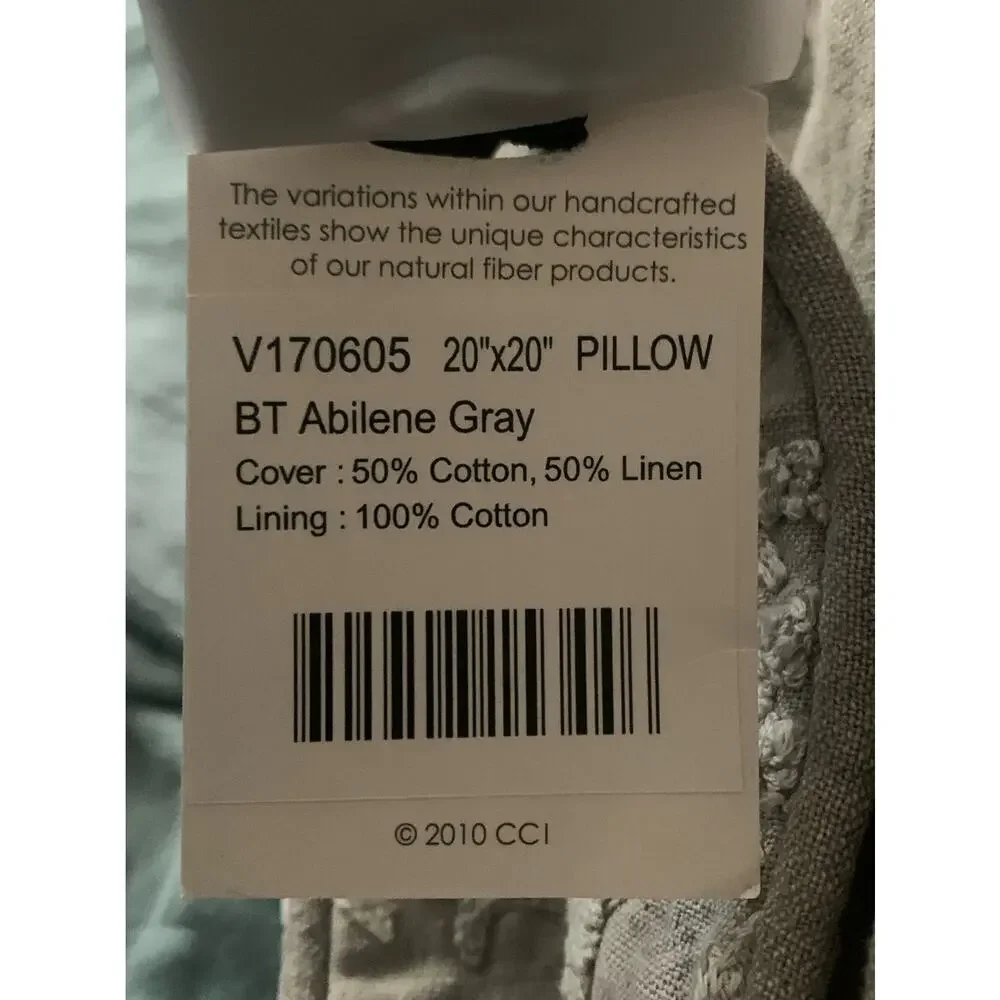Villa Home Collection Abilene Gray Throw Pillow Cover 20”x20” Sham Case